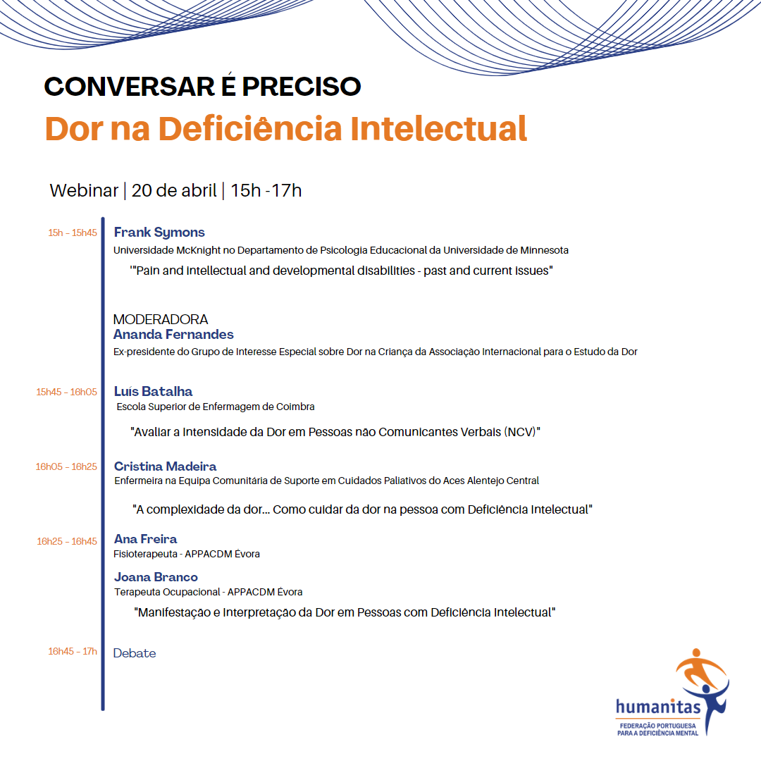 WEBINAR - Conversar é Preciso - DOR na Deficiência Intelectual | 20 abril 